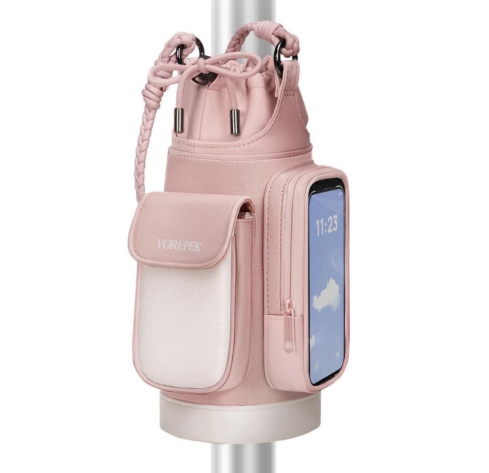 YOREPEK Women’s Magnetic Gym Bag Insulated Water Bottle Holder Pink New